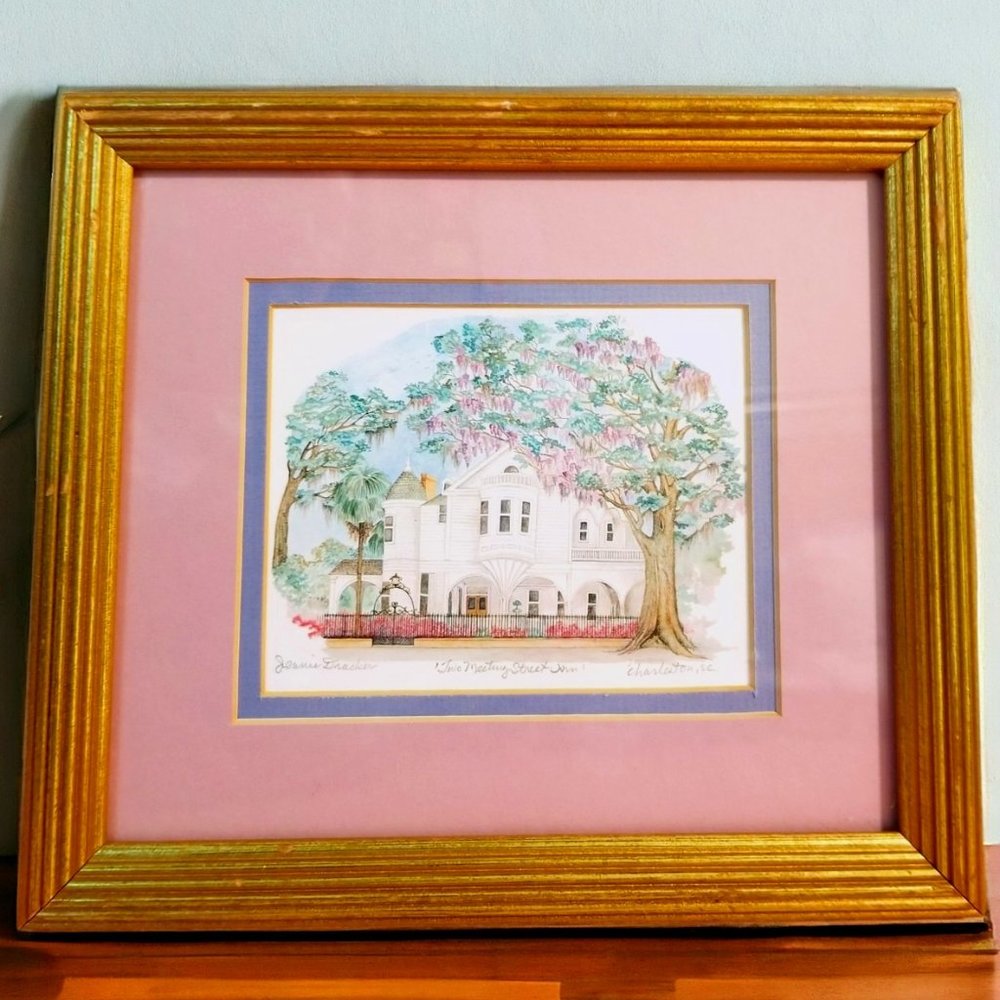 Framed Print Two Meeting Street Inn Charleston SC by Jeanie Drucker